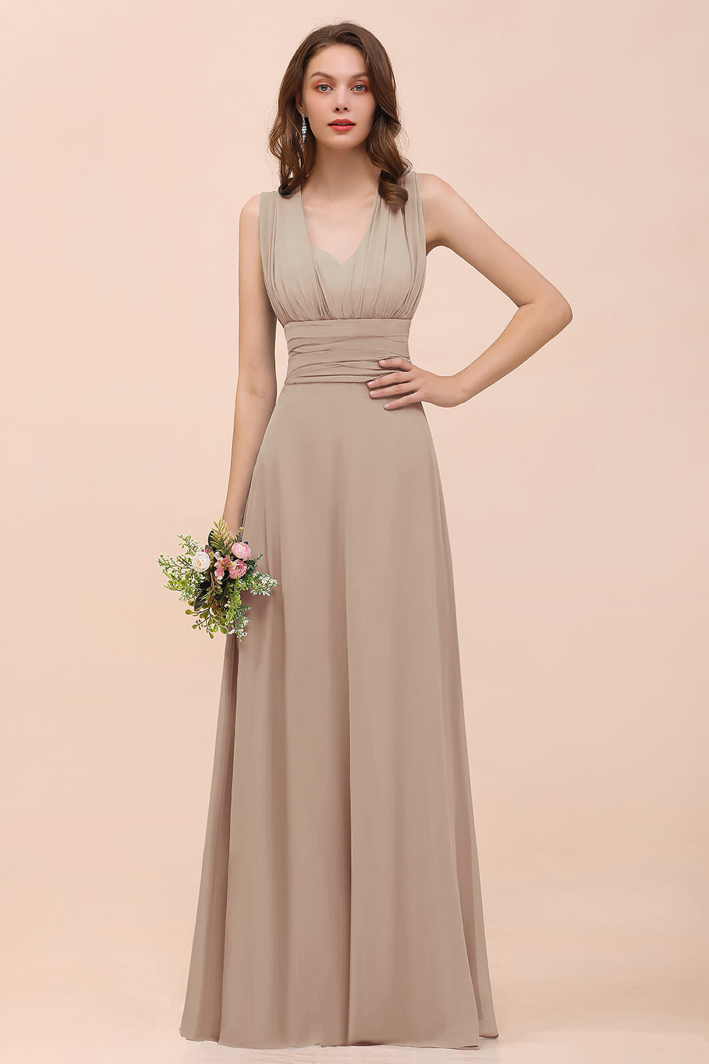 New Arrival Dusty Blue Ruched Long Convertible Bridesmaid dresses - Fashionpara