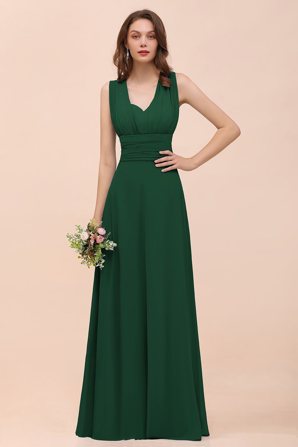 New Arrival Dusty Blue Ruched Long Convertible Bridesmaid dresses