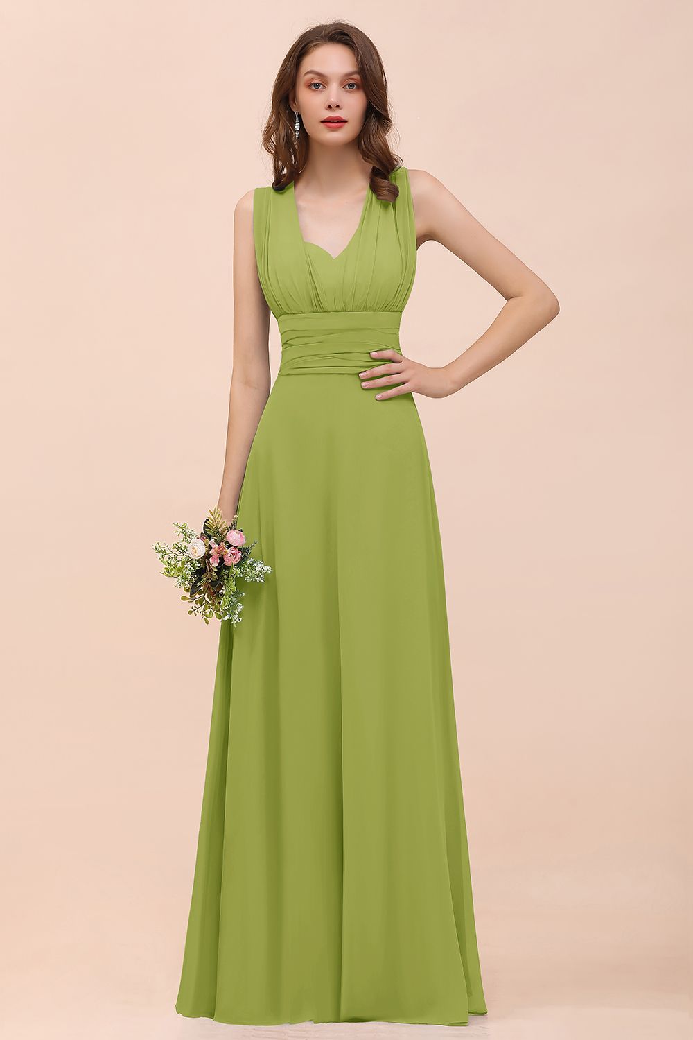 New Arrival Dusty Blue Ruched Long Convertible Bridesmaid dresses