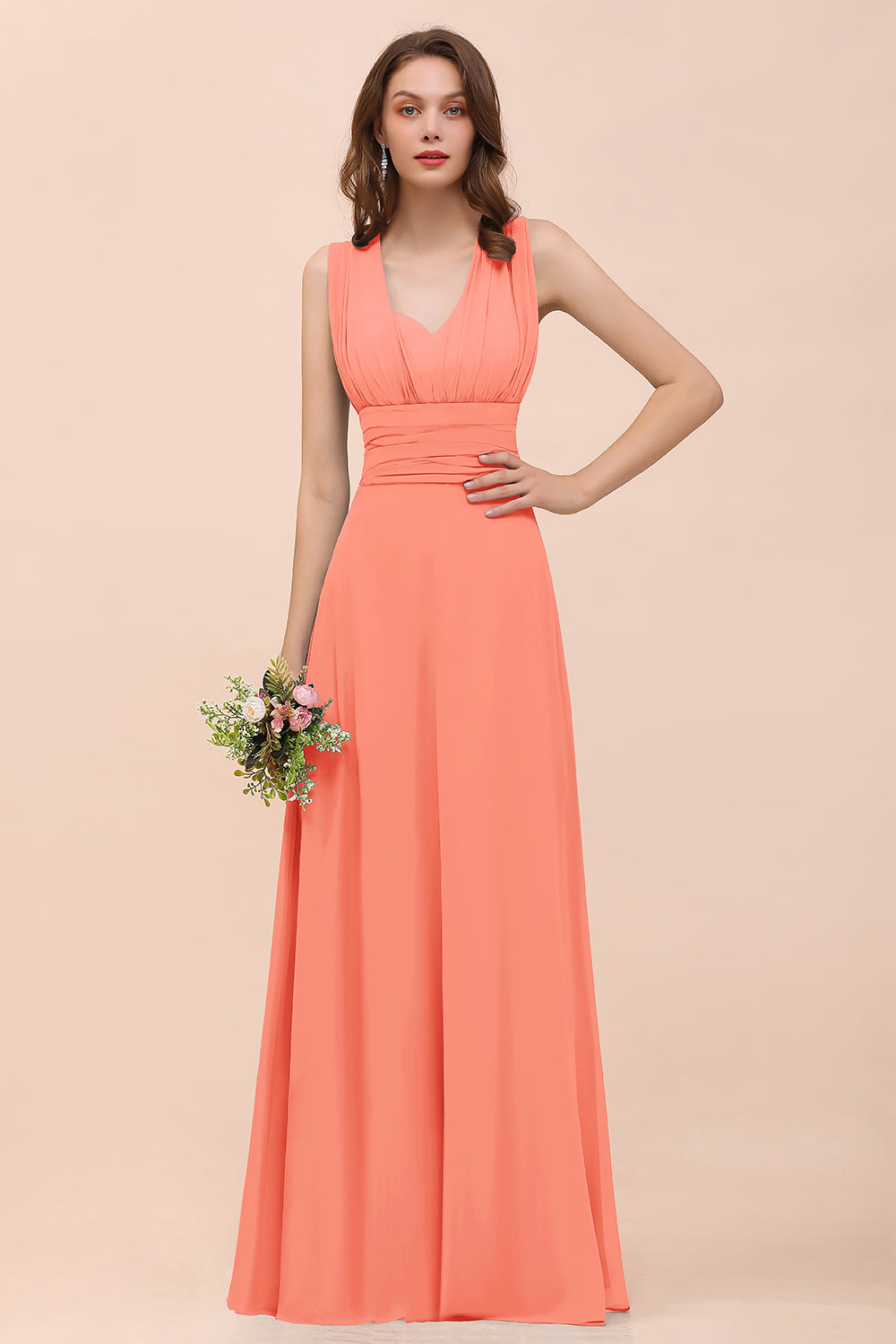 New Arrival Dusty Blue Ruched Long Convertible Bridesmaid dresses