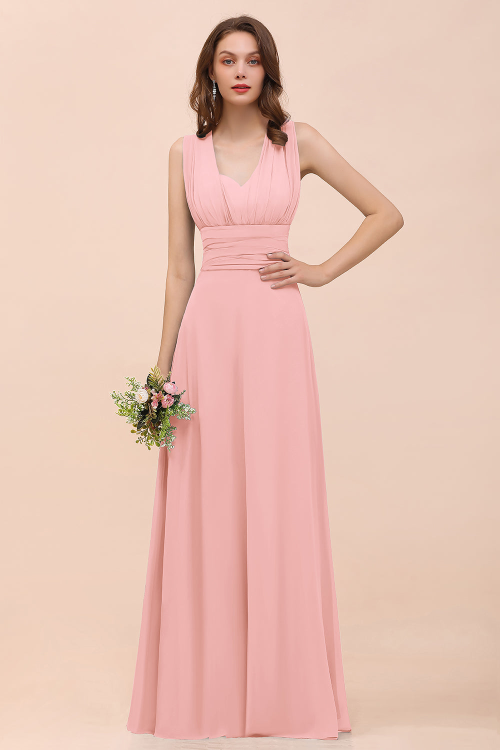 New Arrival Dusty Blue Ruched Long Convertible Bridesmaid dresses - Fashionpara