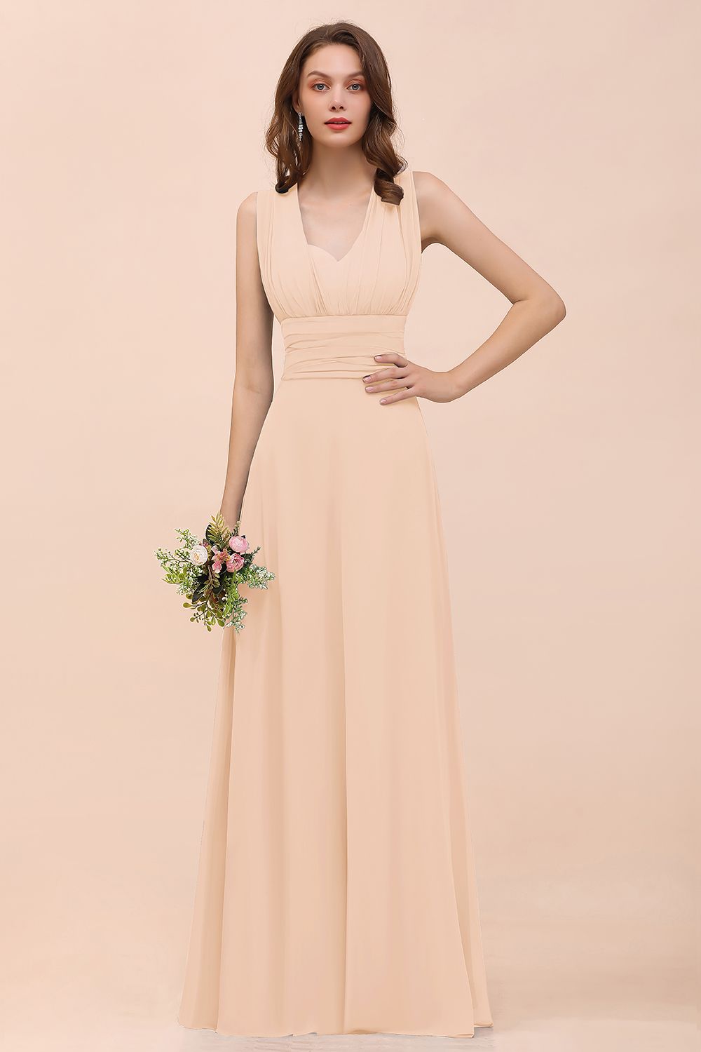 New Arrival Dusty Blue Ruched Long Convertible Bridesmaid dresses - Fashionpara