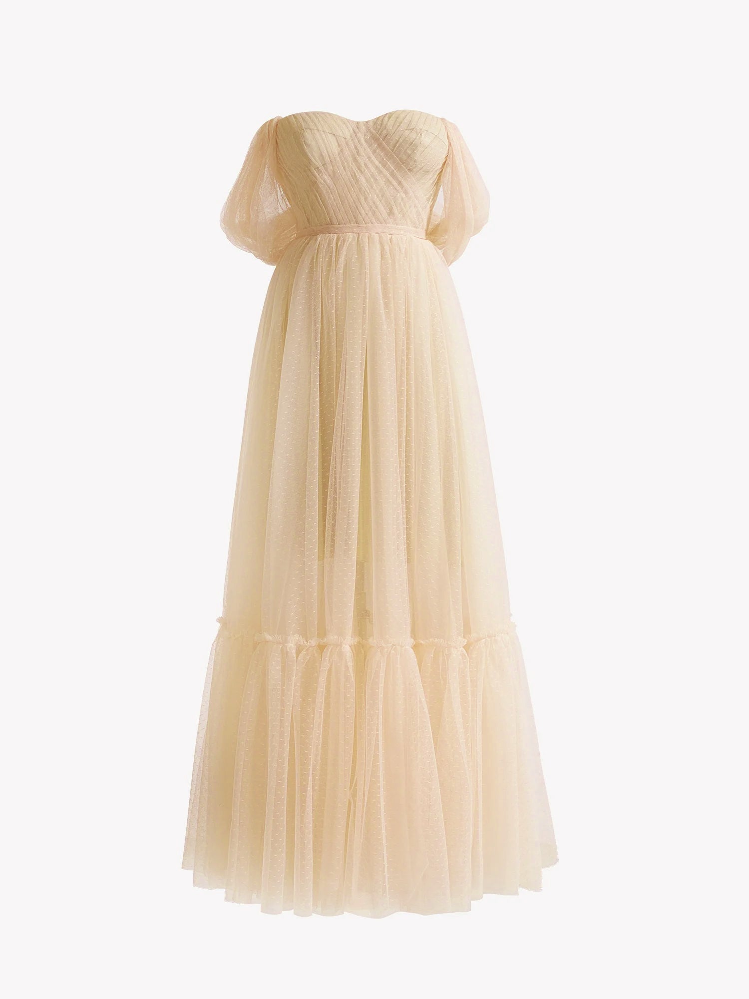 Nova A-Line Champagne Tulle Sweetheart Tea-Length Prom Dress