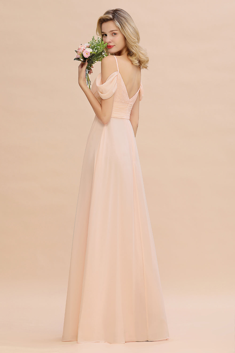 Off-the-Shoulder Sweetheart Ruched Long Bridesmaid Dresses