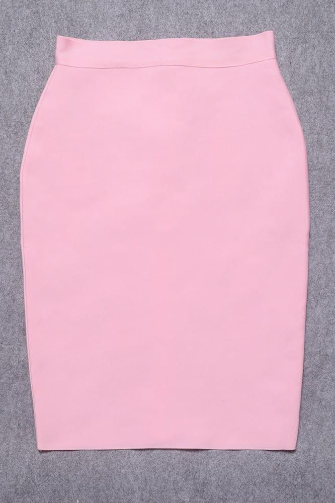 Pencil High Waist Bandage Knee Length Skirt - Blush Pink