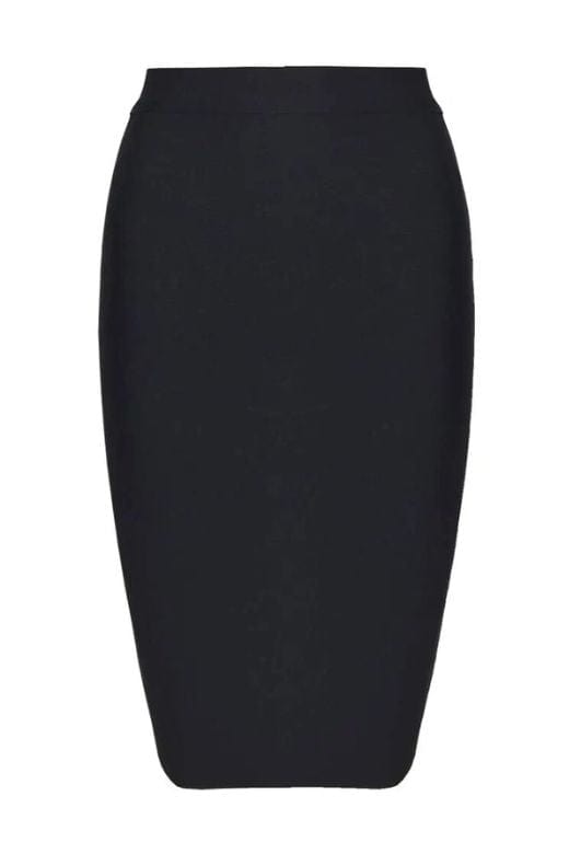 Woman wearing a figure flattering  Pencil High Waist Bandage Knee Length Skirt - Classic Black BODYCON COLLECTION