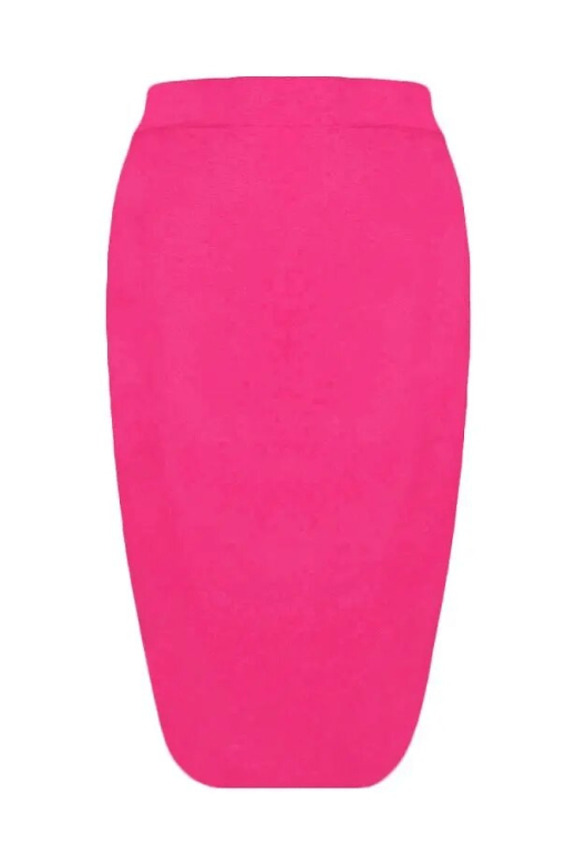 Woman wearing a figure flattering  Pencil High Waist Bandage Knee Length Skirt - Hot Pink BODYCON COLLECTION