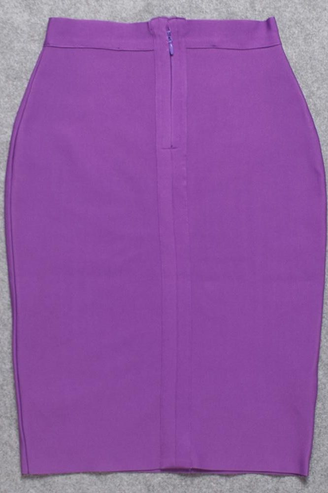 Pencil High Waist Bandage Knee Length Skirt - Plum Purple