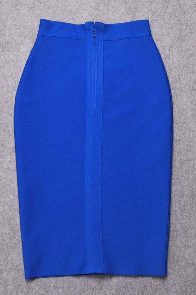 Pencil High Waist Bandage Knee Length Skirt - Royal Blue