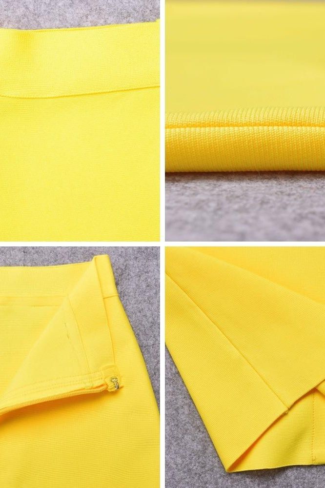 Pencil High Waist Bandage Knee Length Skirt - Sun Yellow