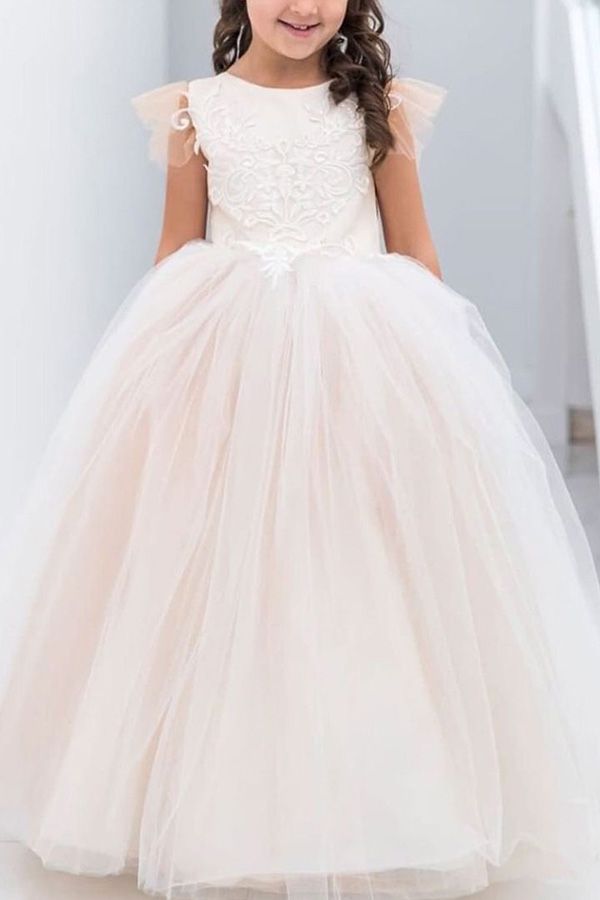 Princess Tulle Flower Girl Dress With Bowknot - Fashionpara