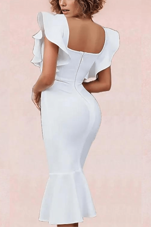 Rhea Bodycon Midi Dress - Pearl White