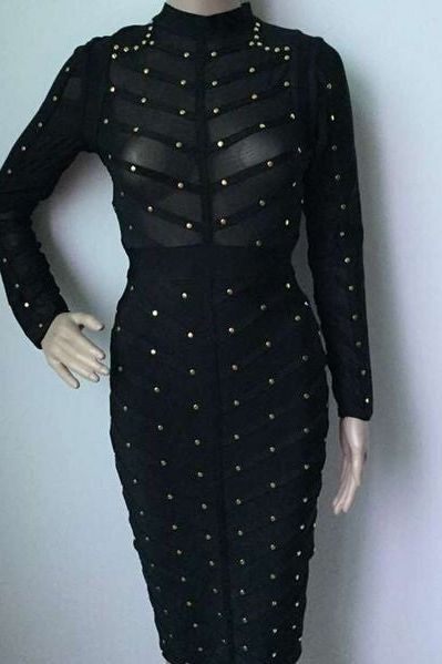 Rosa Long Sleeve Bodycon Dress - Classic Black