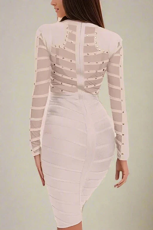 Rosa Long Sleeve Bodycon Dress - Cream