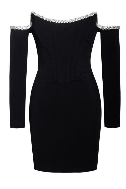 Seline Long Sleeve Bodycon Mini Dress - Classic Black - Fashionpara