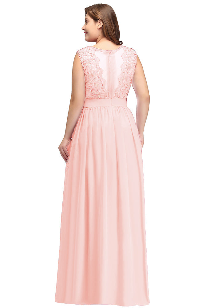 Gorgeous Sheath Crew Sleeveless Lace Top Chiffon Floor Length Dresses