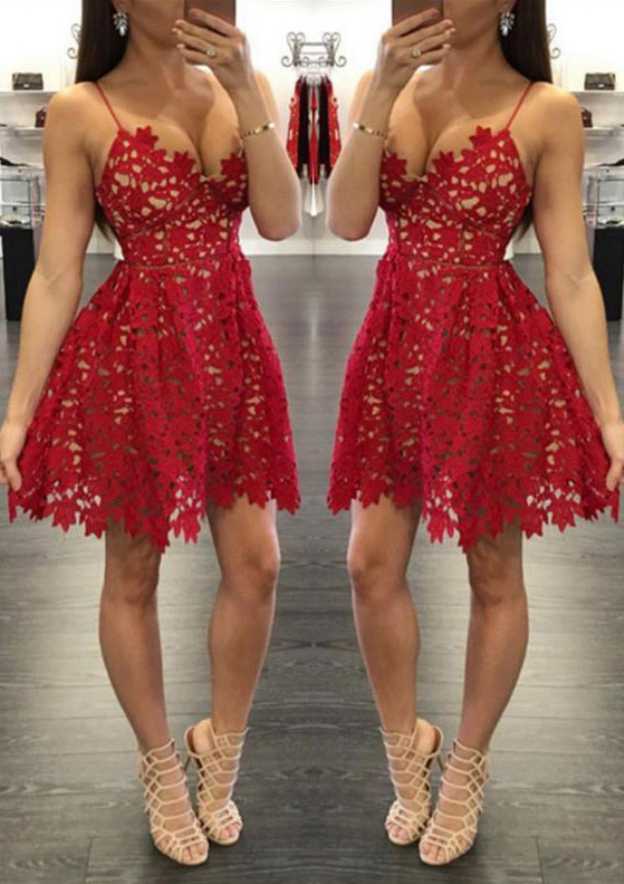 Short Lace Elegant A-line Sweetheart Homecoming Dress