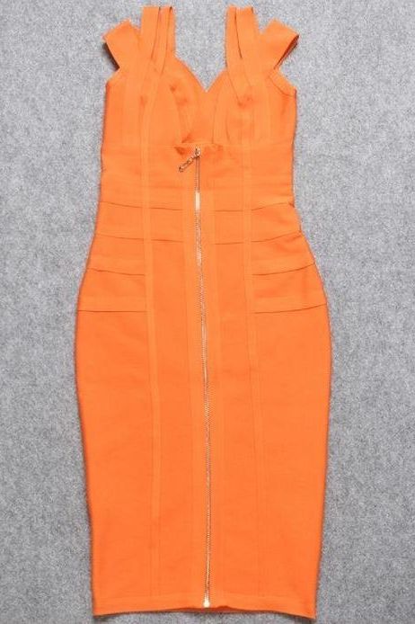 Sia Bandage Dress - Apricot Orange