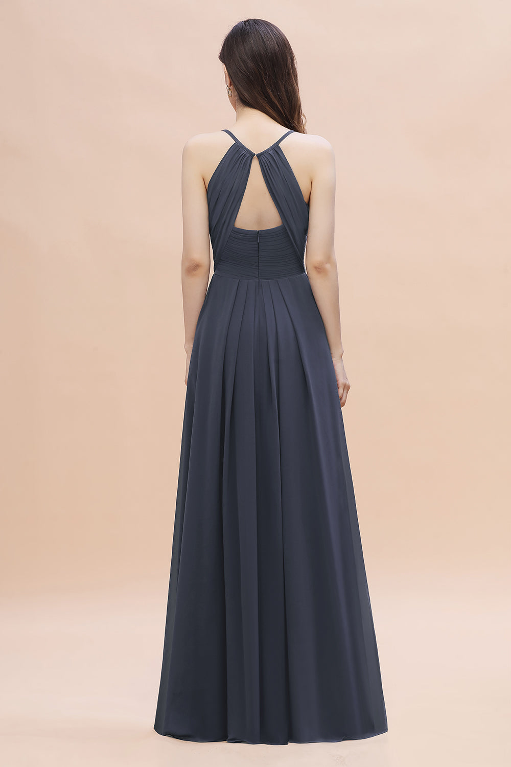 Simple Spaghetti Straps Stormy Chiffon Bridesmaid Dresses with Ruffles On Sale