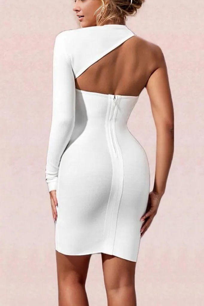 Soho Long Sleeve Bandage Mini Dress - Pearl White - Fashionpara