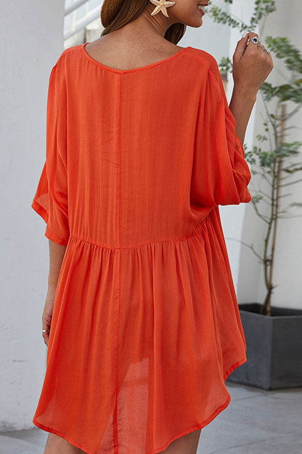 Plain V Neck Loose Dress