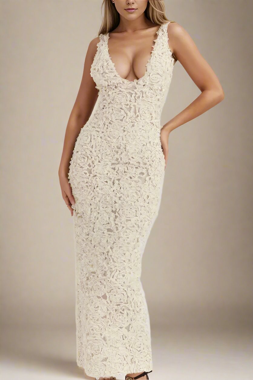 Sonia Bodycon Maxi Dress - Pearl White - Fashionpara