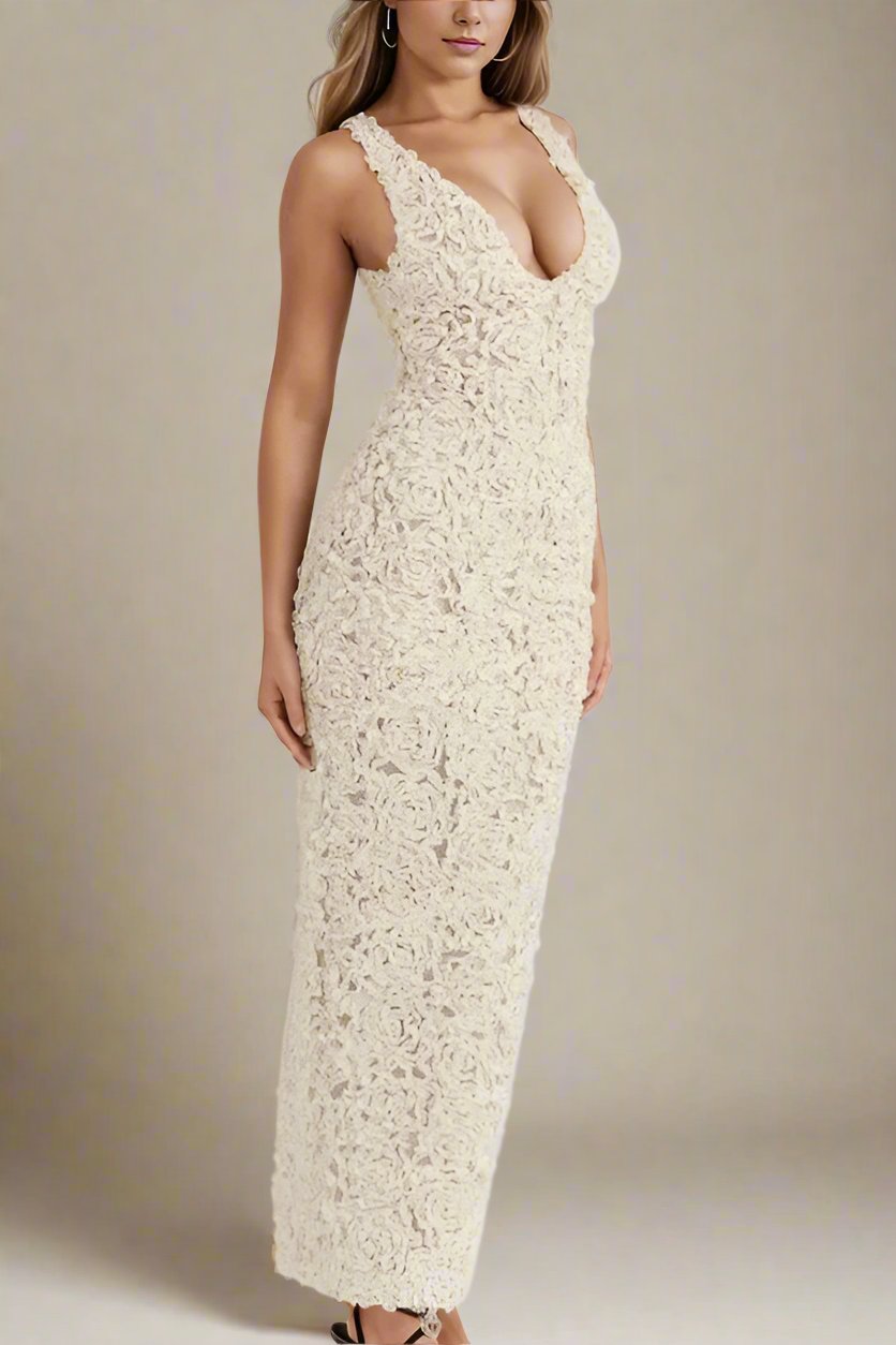 Sonia Bodycon Maxi Dress - Pearl White - Fashionpara