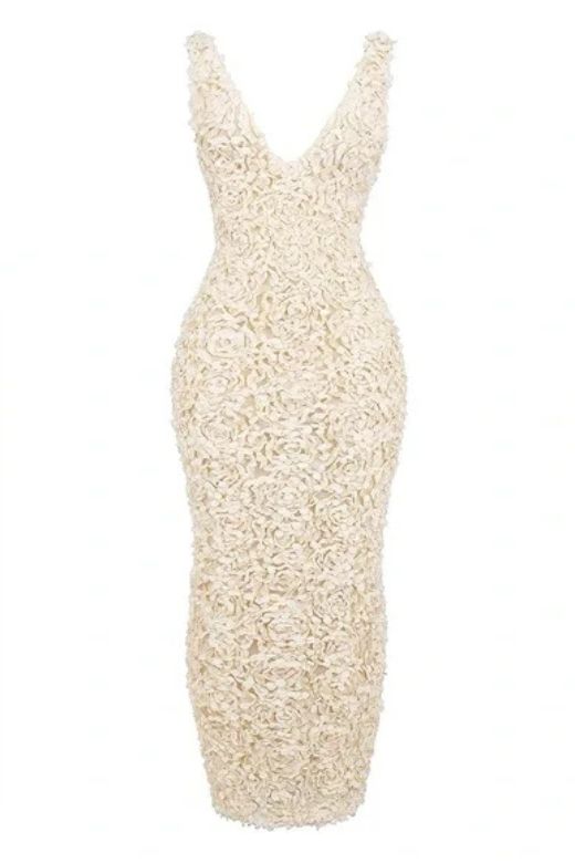 Sonia Bodycon Maxi Dress - Pearl White - Fashionpara