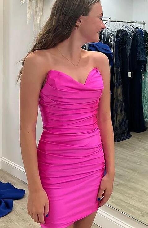 Bodycon Sweetheart Fuchsia Short Ruched Homecoming Dress