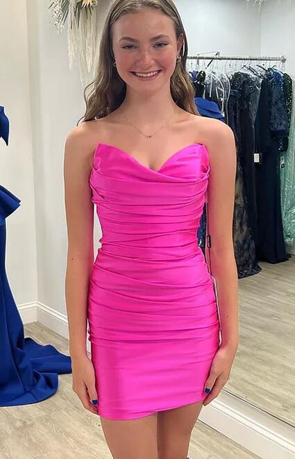 Bodycon Sweetheart Fuchsia Short Ruched Homecoming Dress