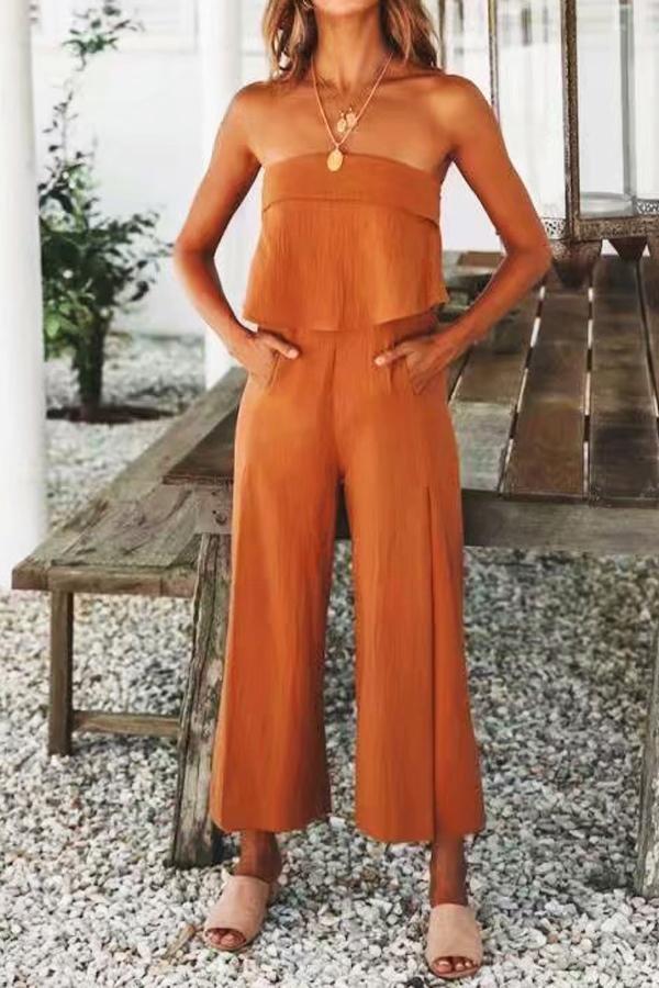 Strapless Widw Leg Jumpsuit - Fashionpara