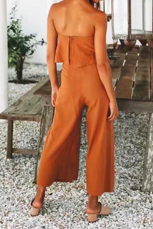 Strapless Widw Leg Jumpsuit - Fashionpara