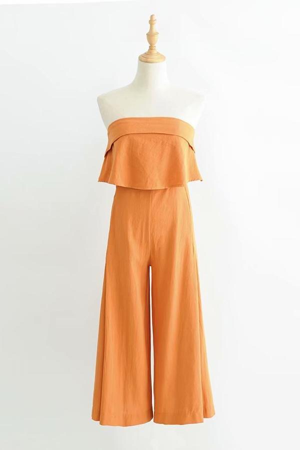 Strapless Widw Leg Jumpsuit - Fashionpara