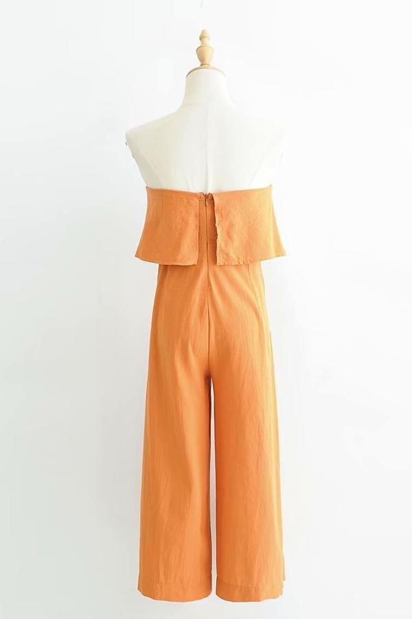 Strapless Widw Leg Jumpsuit - Fashionpara