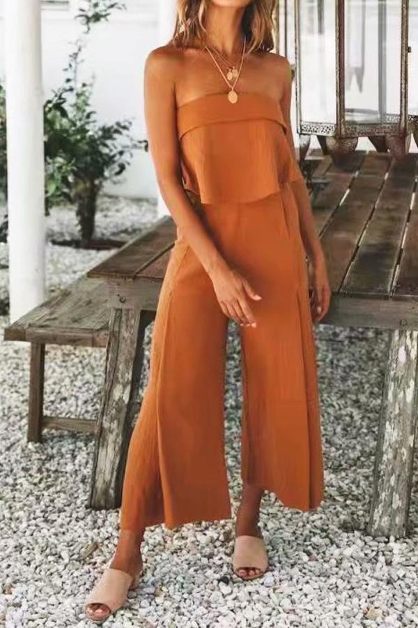 Strapless Widw Leg Jumpsuit - Fashionpara