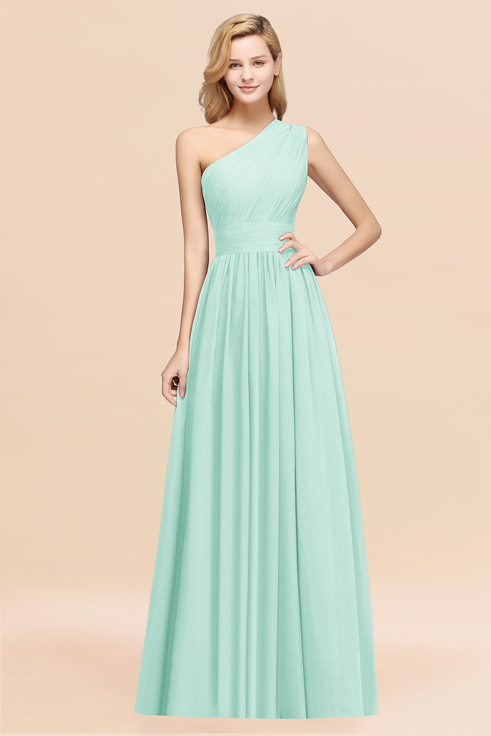 Stylish One-shoulder Sleeveless Long Junior Bridesmaid dresses Affordable