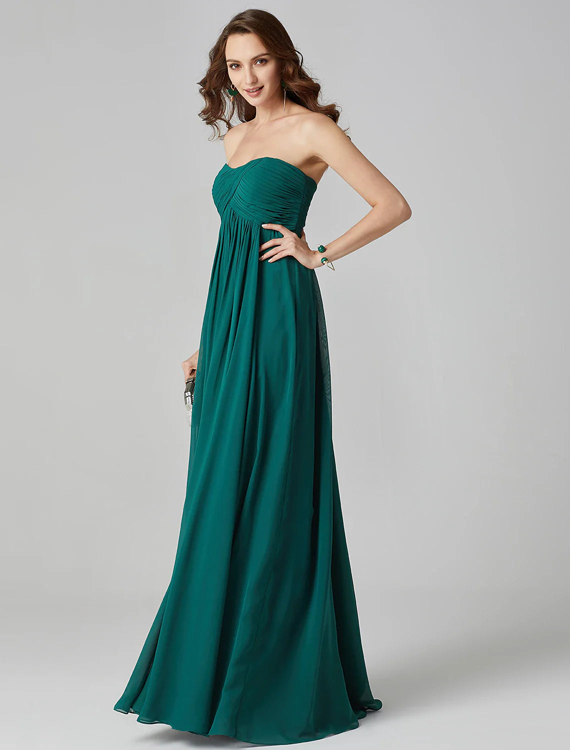 A-Line Minimalist Dress Wedding Guest Formal Evening Sweep / Brush Train Sleeveless Strapless Chiffon with Pleats Ruched