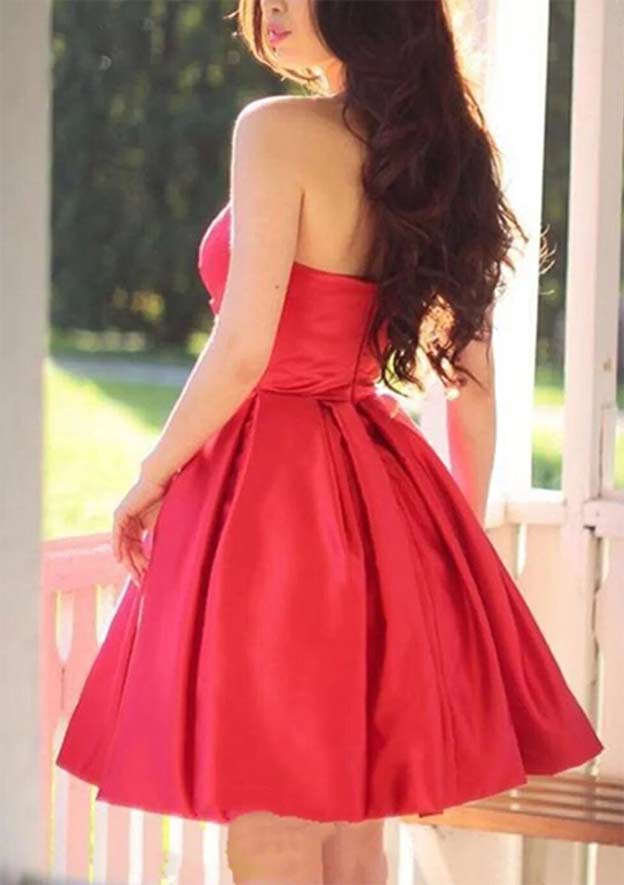 Sweetheart Elegant A-line Dress ¨C Satin Pleated Short for Homecoming