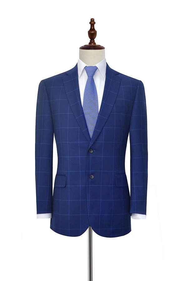 Unique Plaid Two Buttons Notch Lapel Flap Pocket Mens Suits for Formal