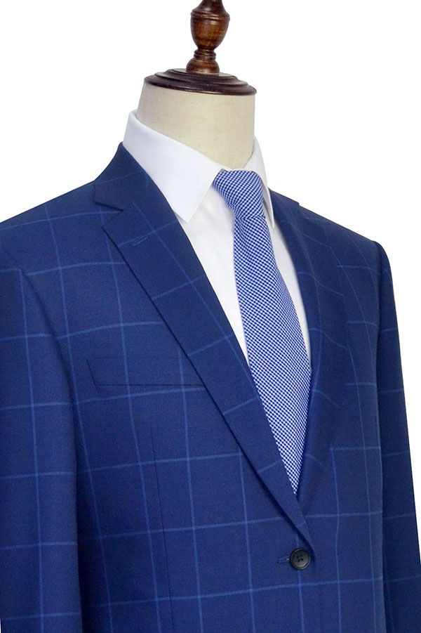 Unique Plaid Two Buttons Notch Lapel Flap Pocket Mens Suits for Formal