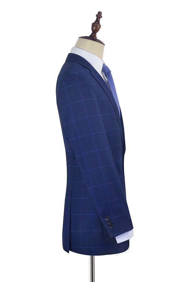 Unique Plaid Two Buttons Notch Lapel Flap Pocket Mens Suits for Formal