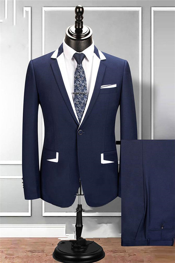 Weston Navy Blue Notched Lapel Two-pieces Tuxedo Mens' Suis for Groomsman