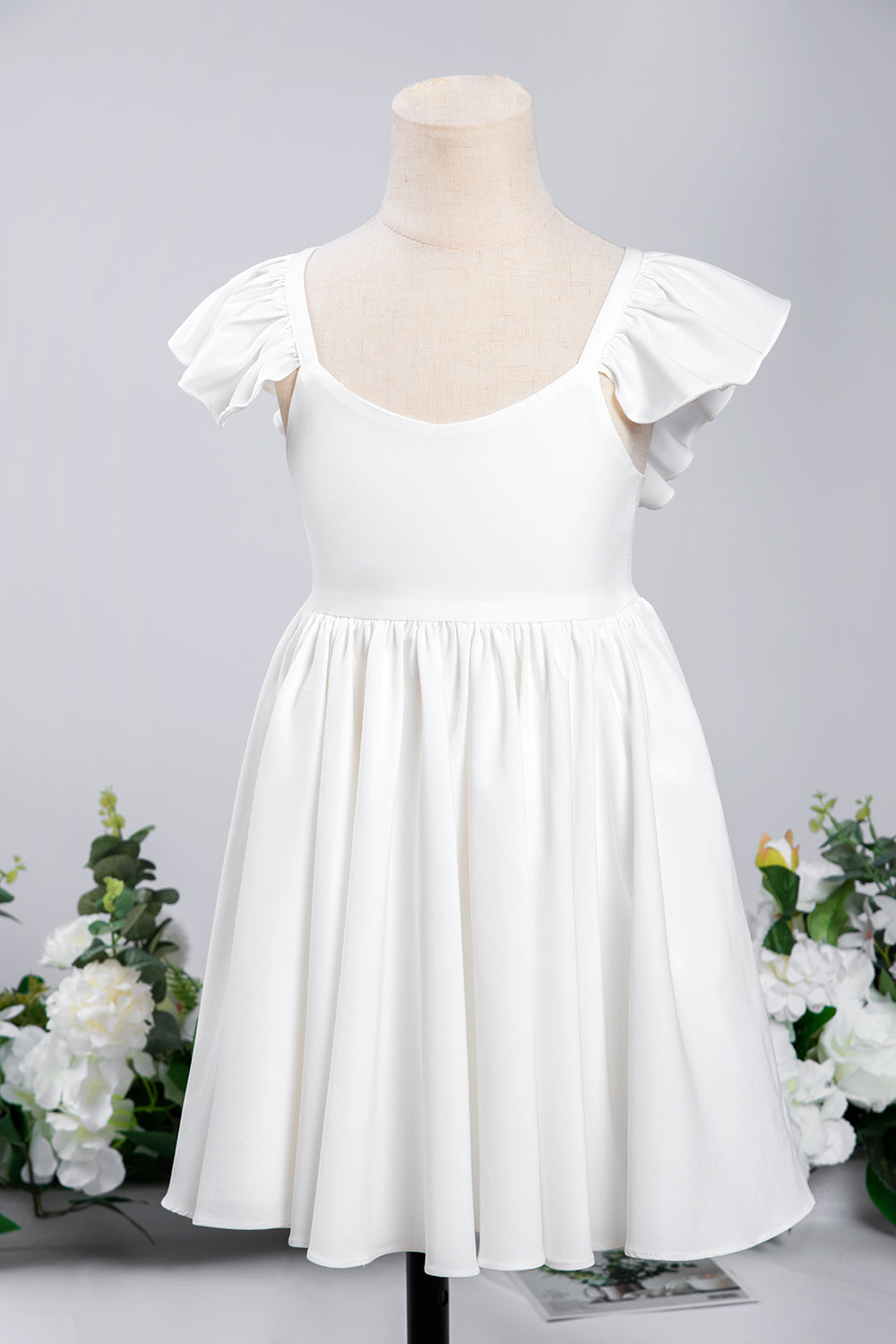 White Cap Sleeve Little Flower Girl Dress