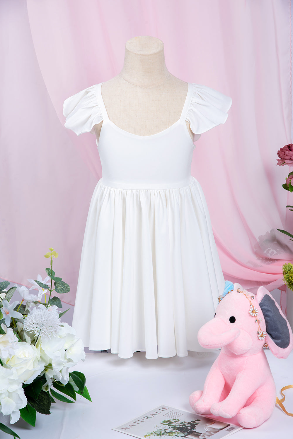 White Cap Sleeve Little Flower Girl Dress - Fashionpara