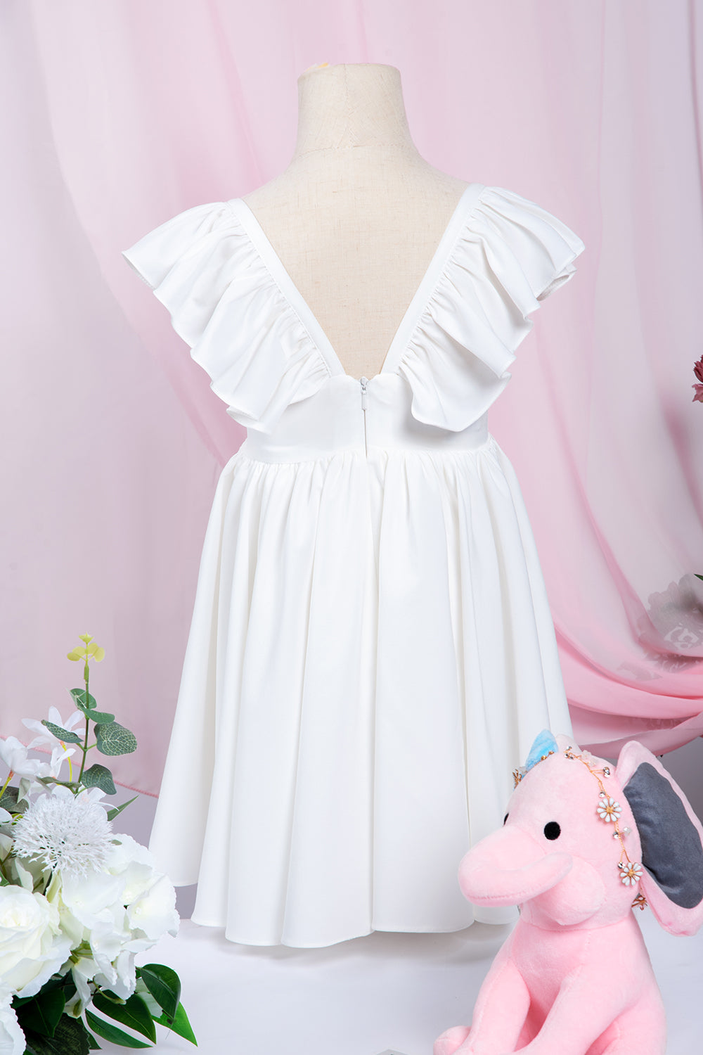 White Cap Sleeve Little Flower Girl Dress - Fashionpara