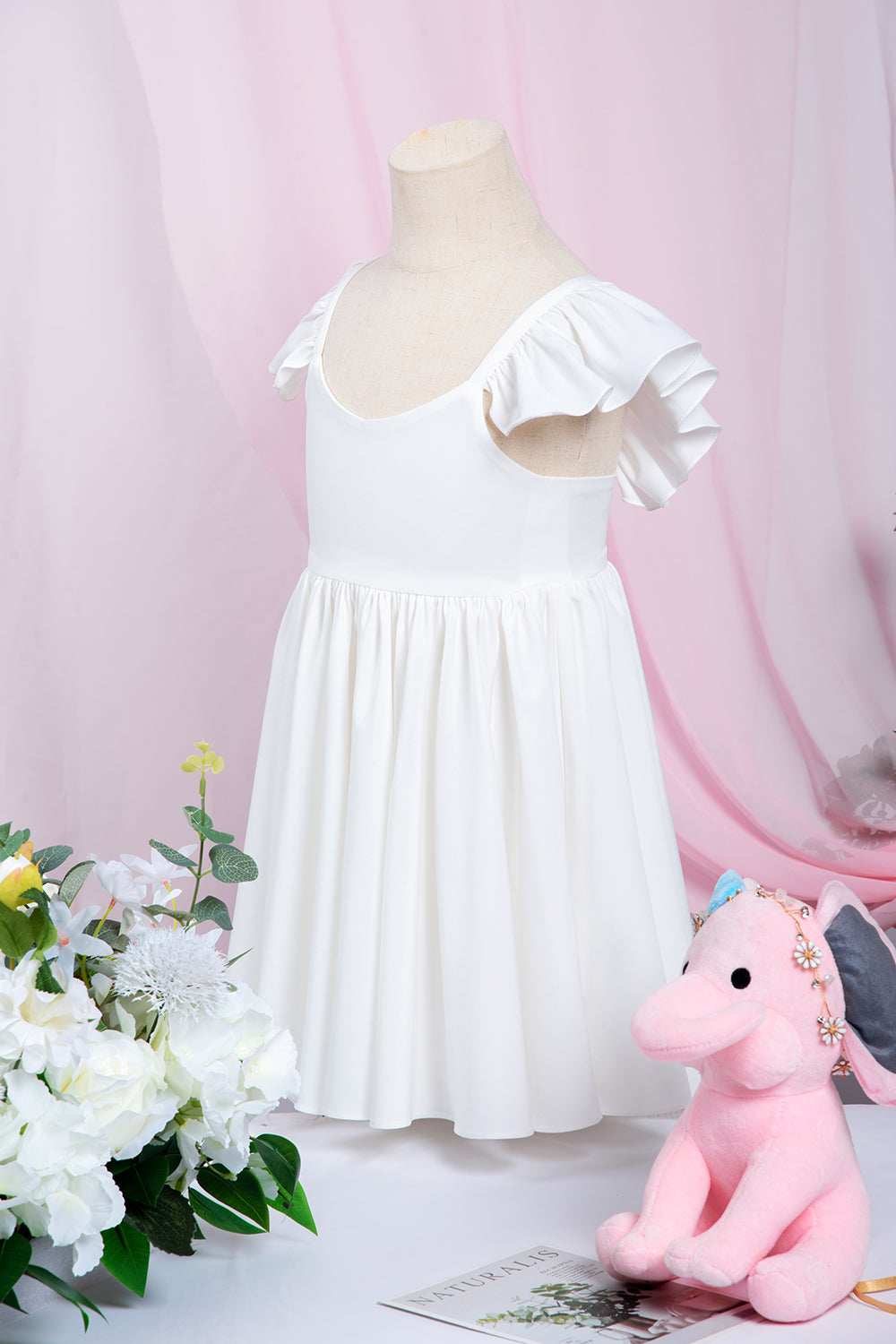 White Cap Sleeve Little Flower Girl Dress - Fashionpara