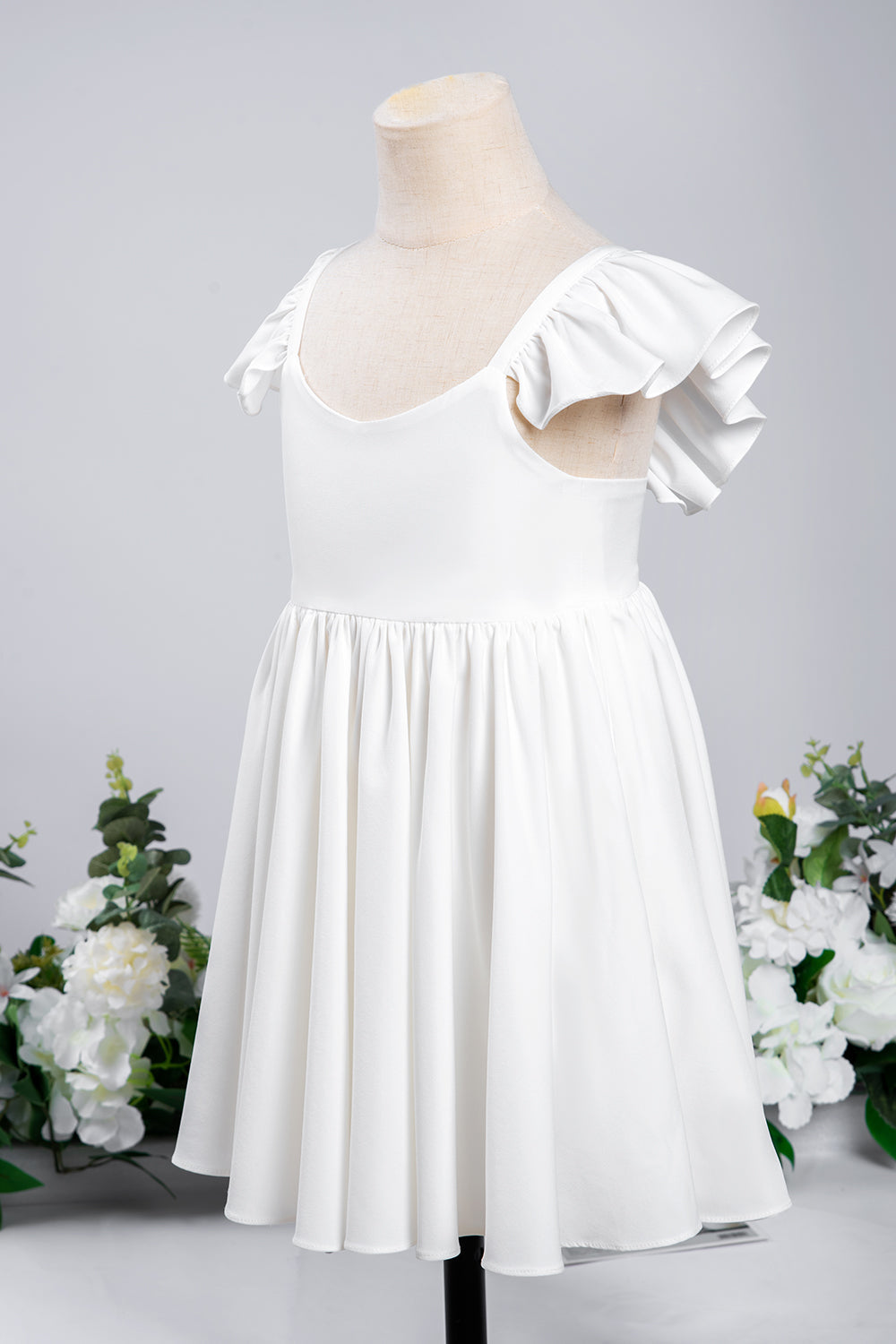 White Cap Sleeve Little Flower Girl Dress - Fashionpara