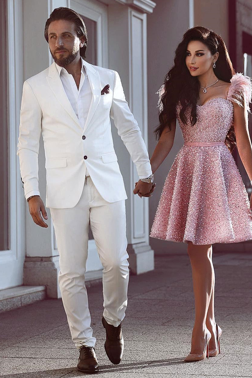 White Groom Tuxedos Made-to-measure Wedding Suits for Men Two-pieces