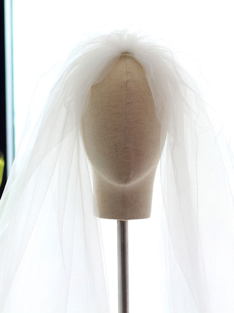 White Three-Tier Tulle Cut Edge Classic Bridal Veils