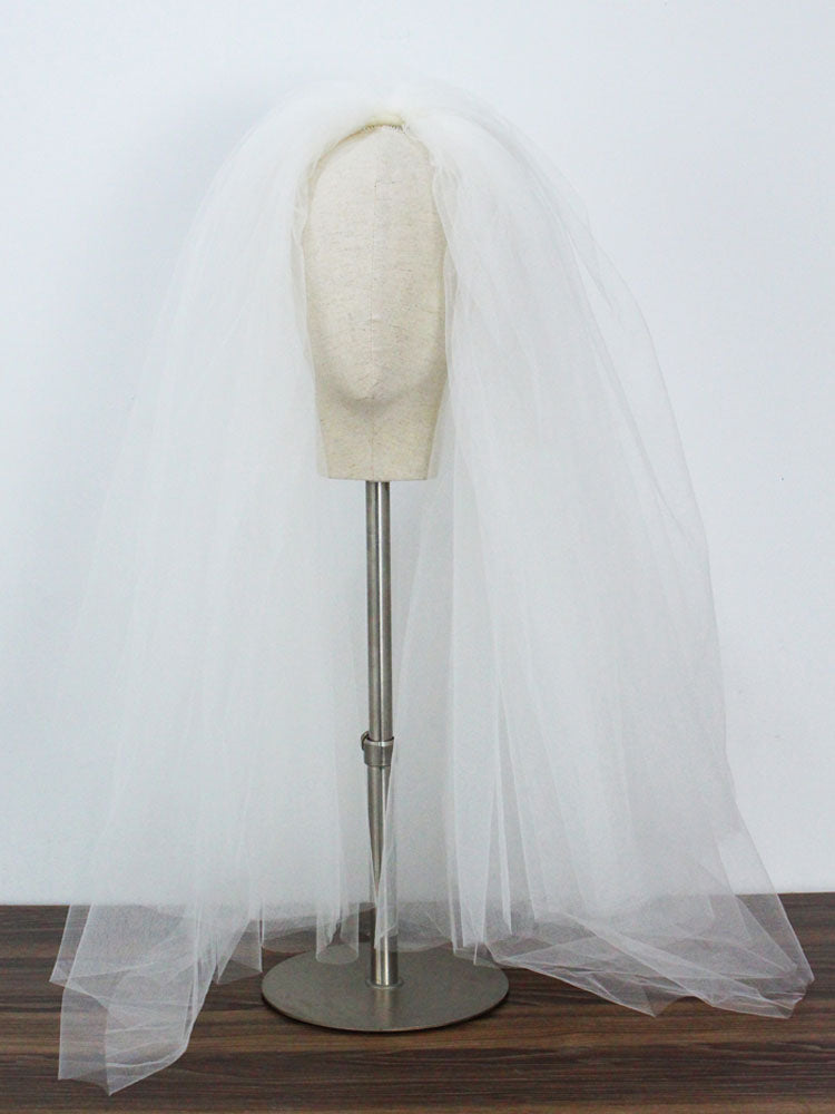 White Three-Tier Tulle Cut Edge Classic Bridal Veils